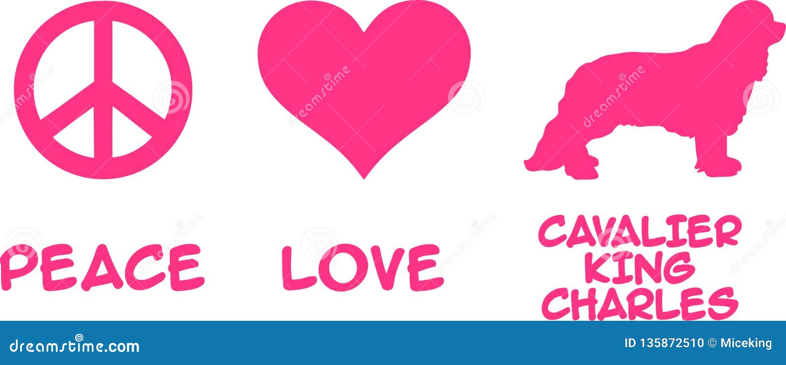 Download Peace, Love, Cavalier King Charles Stock Vector - Illustration of cavalier, puppy: 135872510