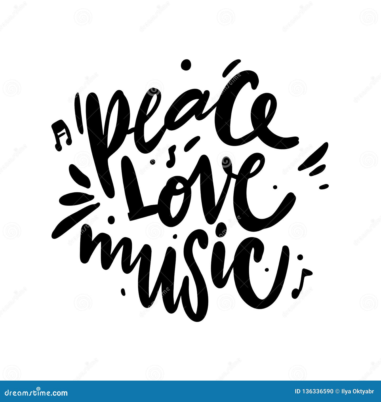 Download Peace Love Music. Hand Drawn Vector Lettering. Inspiration ...