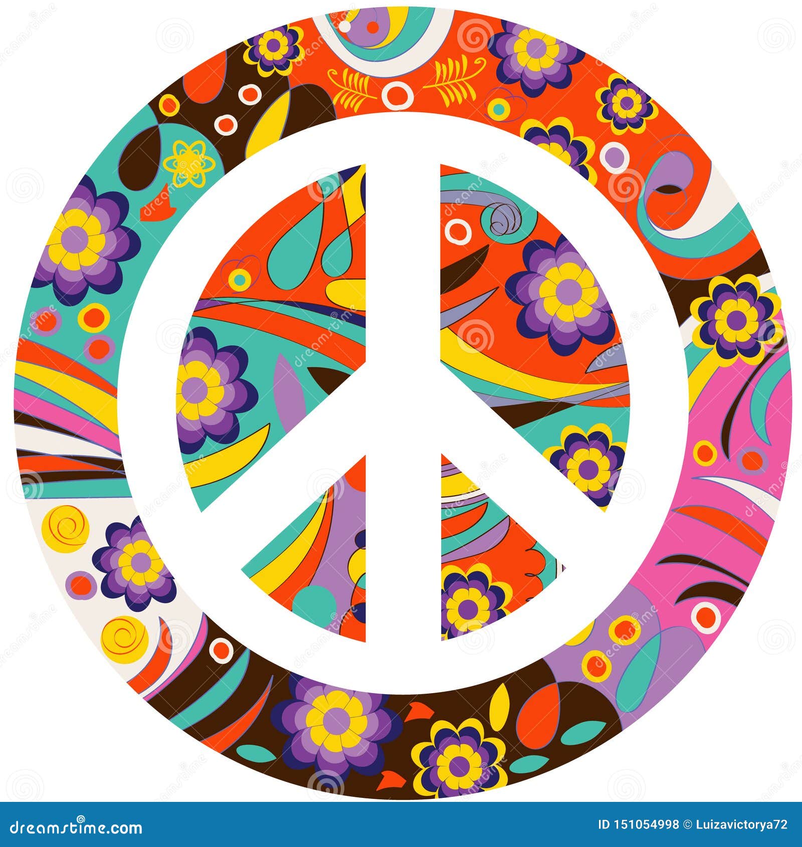 Peace and Love Sign in Vector Stock ...