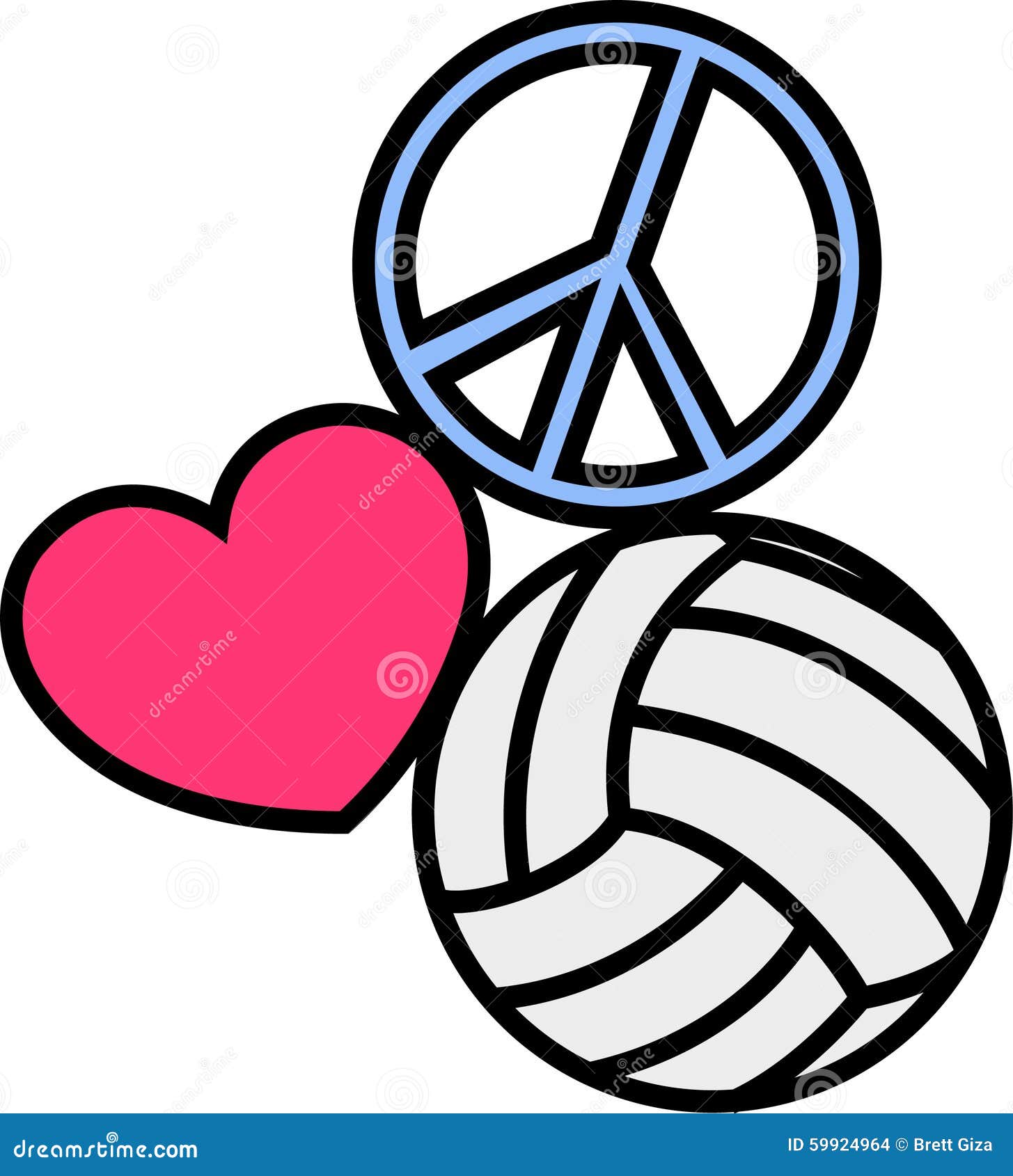 Download Peace Love Volleyball stock vector. Illustration of heart ...