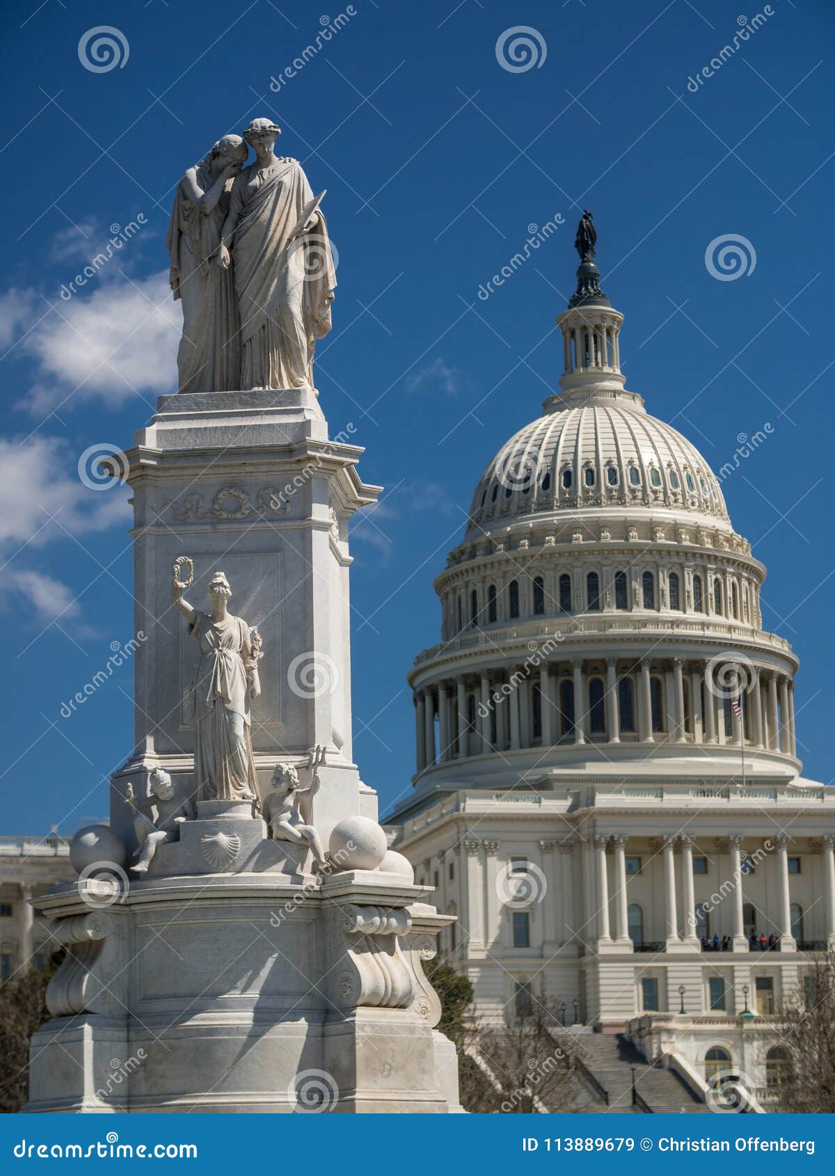 Peace Monument, on the Grounds of the US Capitol, with the Dome Behind