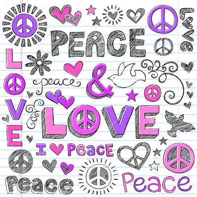 Peace Signs & Love Sketchy Doodles Vector Stock Vector - Illustration ...