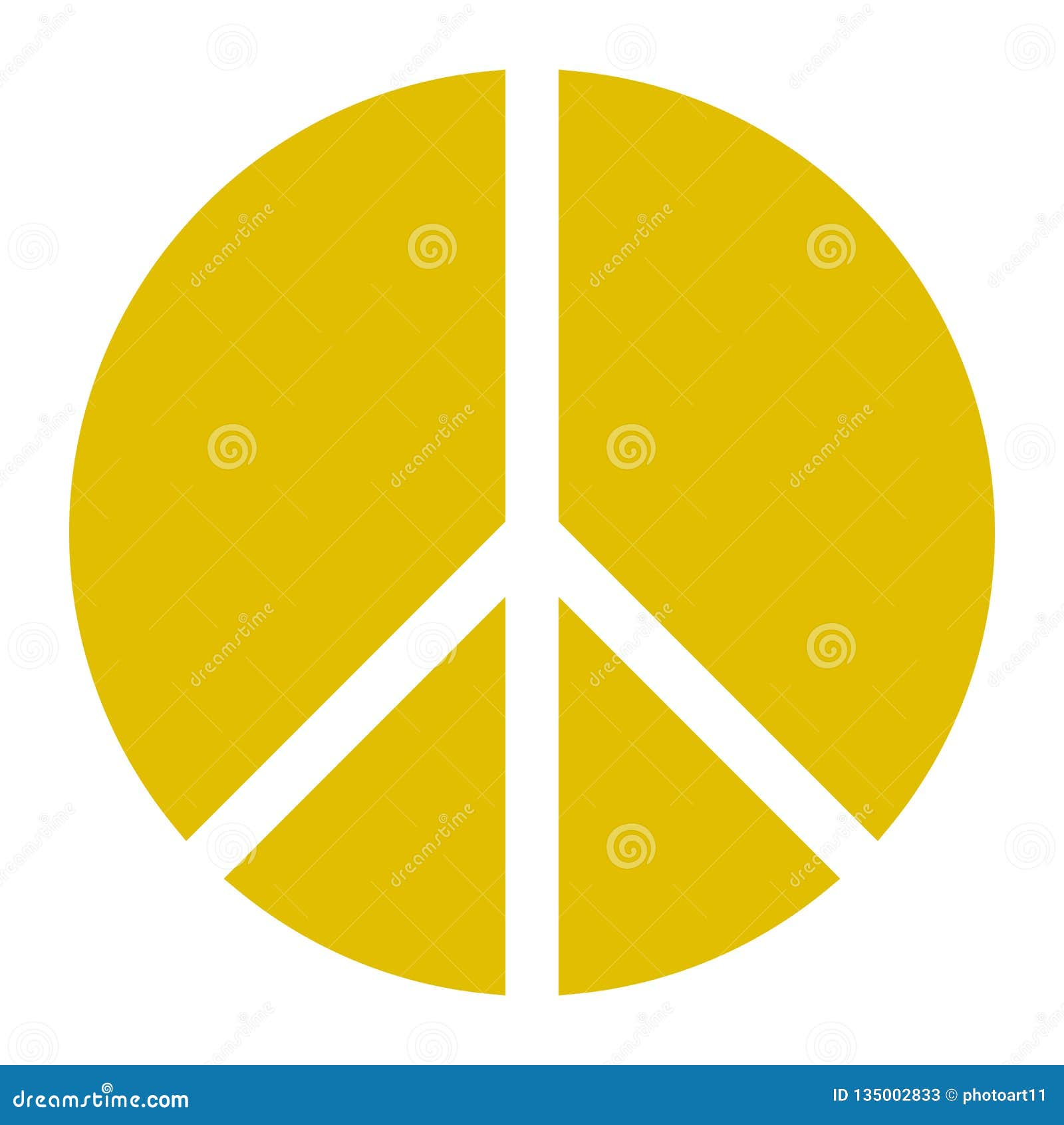 Peace Symbol Icon - Golden Simple, Segmented Shapes, Isolated - Vector ...