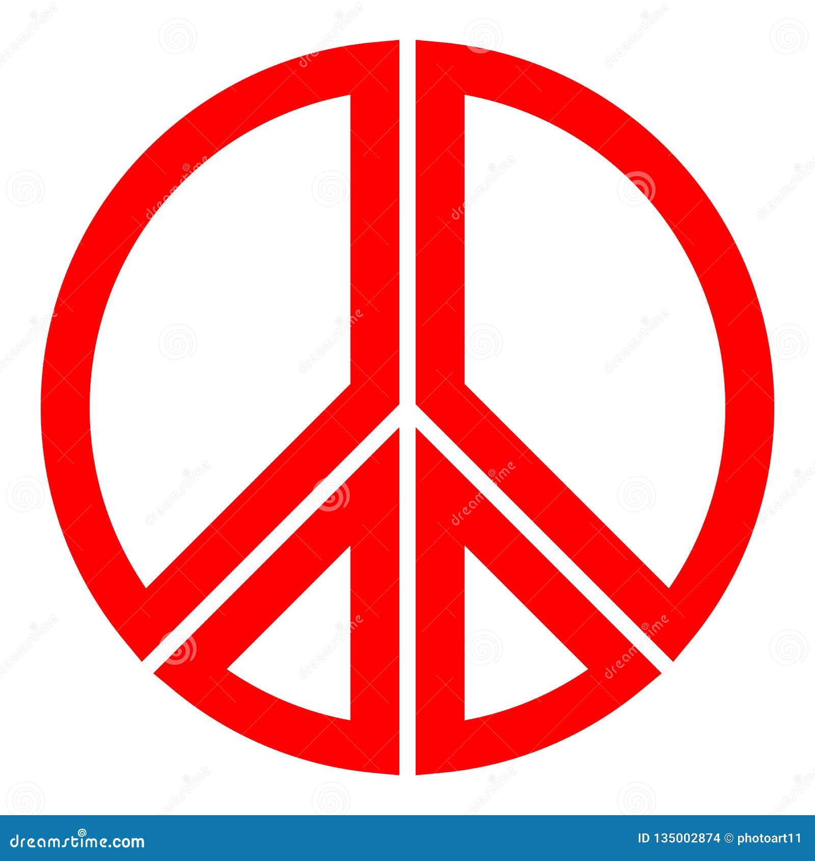 Peace Symbol Icon - Red Simple, Segmented Outlined Shapes, Isolated ...