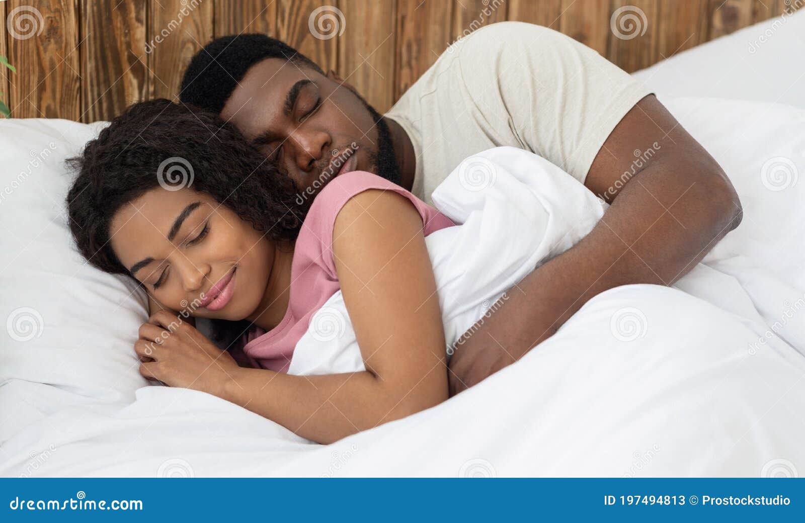 Peaceful African Couple Sleeping In Their Bed Stock Image Image Of Millennial Cozy 197494813