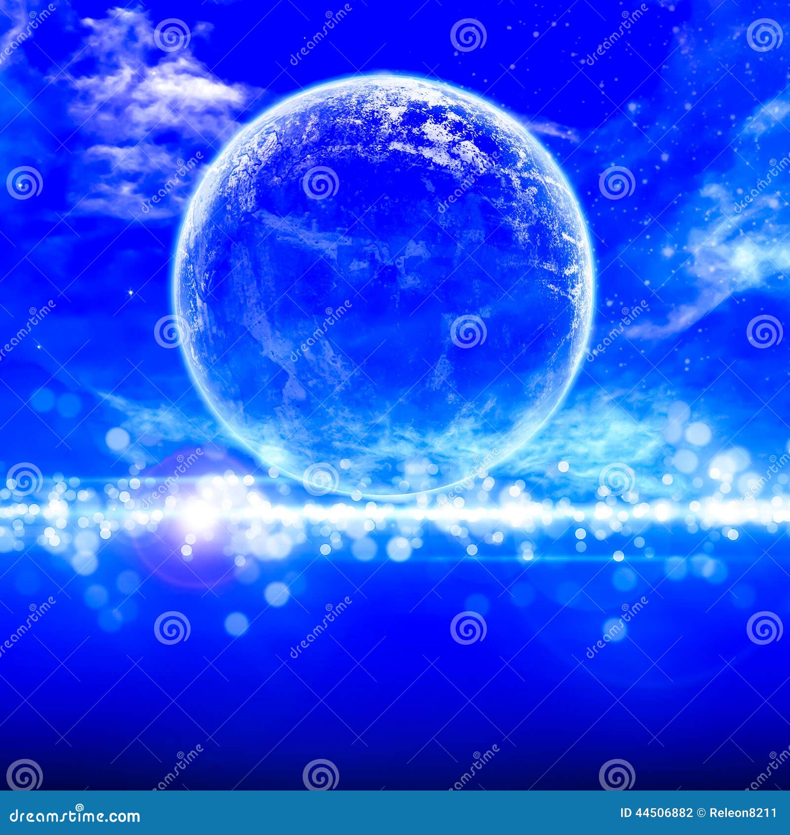 Peaceful Background Night Sky With Full Moon Stock Photo Image