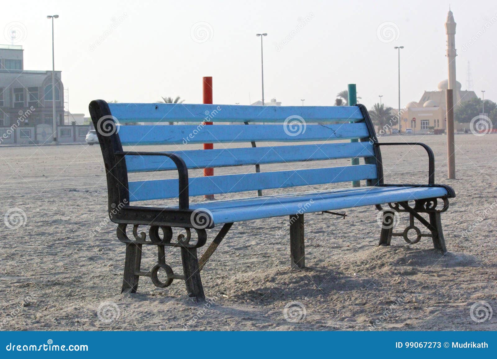 Peaceful Bench Seat In Beach Side View Dubai Stock Image Image