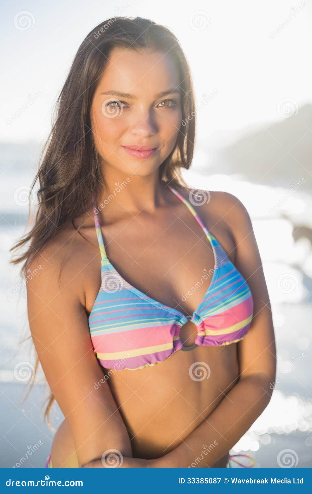 Peaceful Gorgeous Woman in Bikini Posing Stock Image - Image of