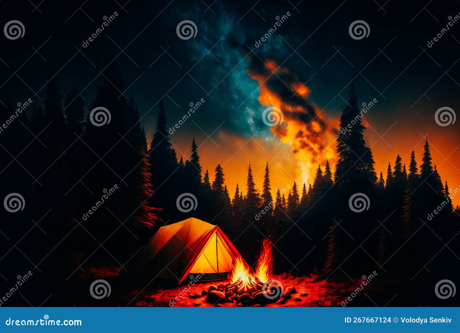 A Peaceful and Idyllic Shot of a Minimalist Camping Setup in the