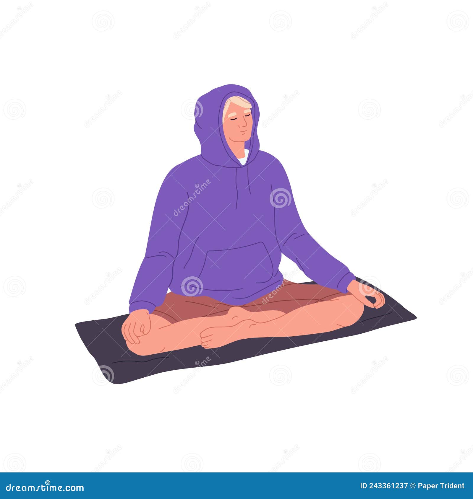 Yogi woman in lotus pose, meditating in the nature. Spiritual round frame  flat vector illustration Stock Vector Image & Art - Alamy
