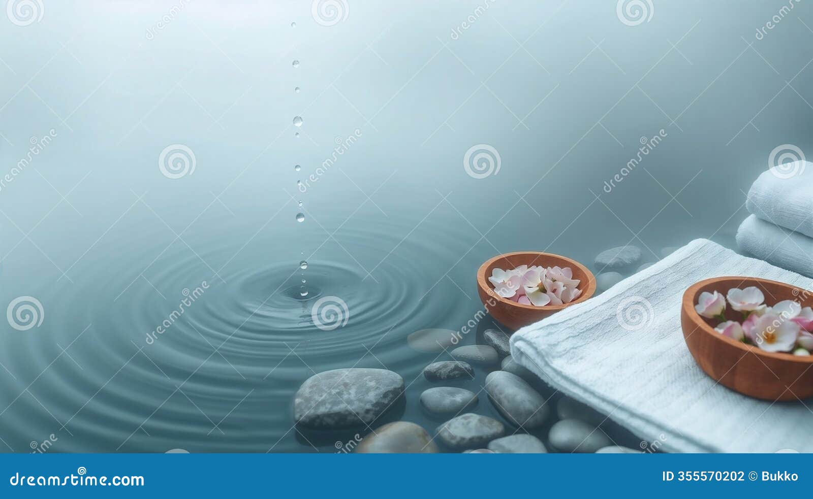 serene wellness setting with stones and gentle water ripples .ai generated.