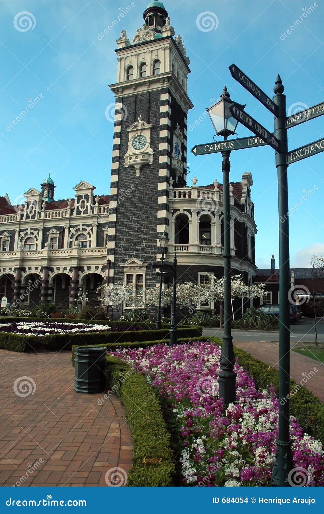 Peaceful town. stock photo. Image of relogio, florist, stem 684054