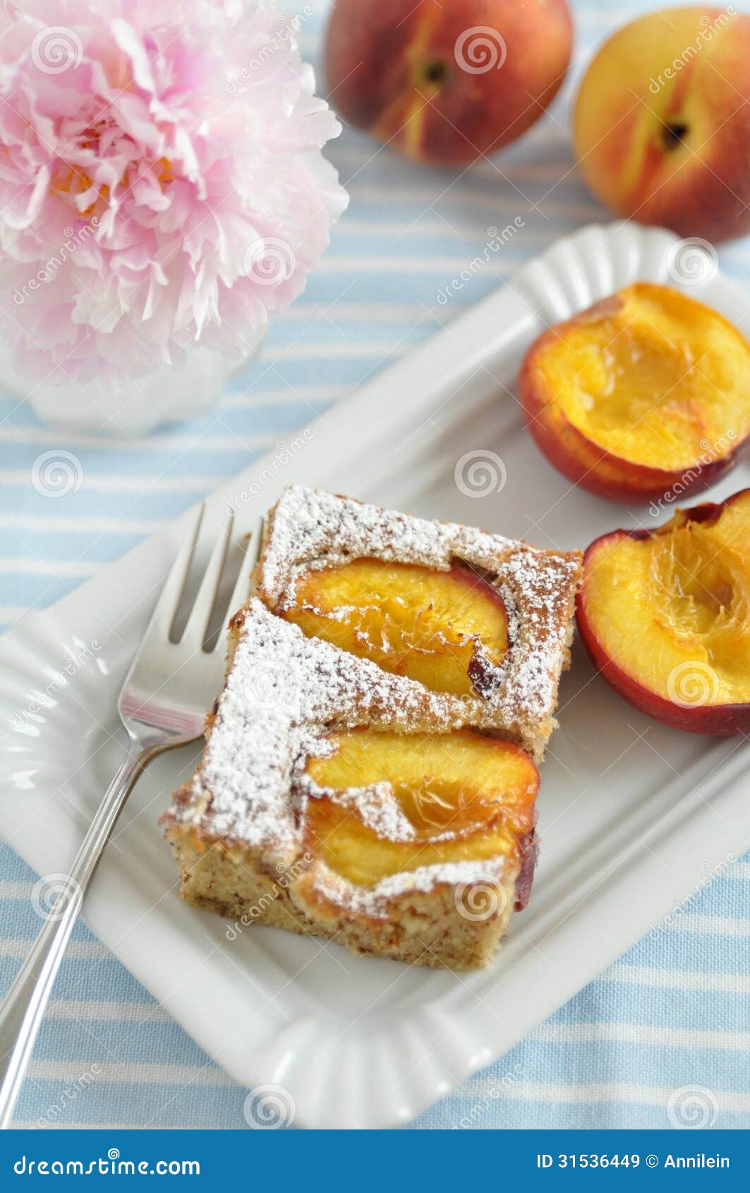 Peach Almond Cake stock image. Image of almond, baked 31536449