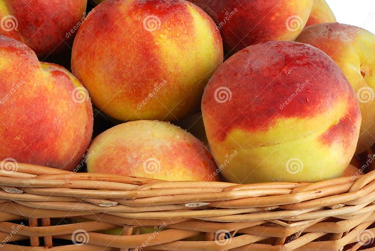 Peach in basket stock photo. Image of yellow, white, close 3270504