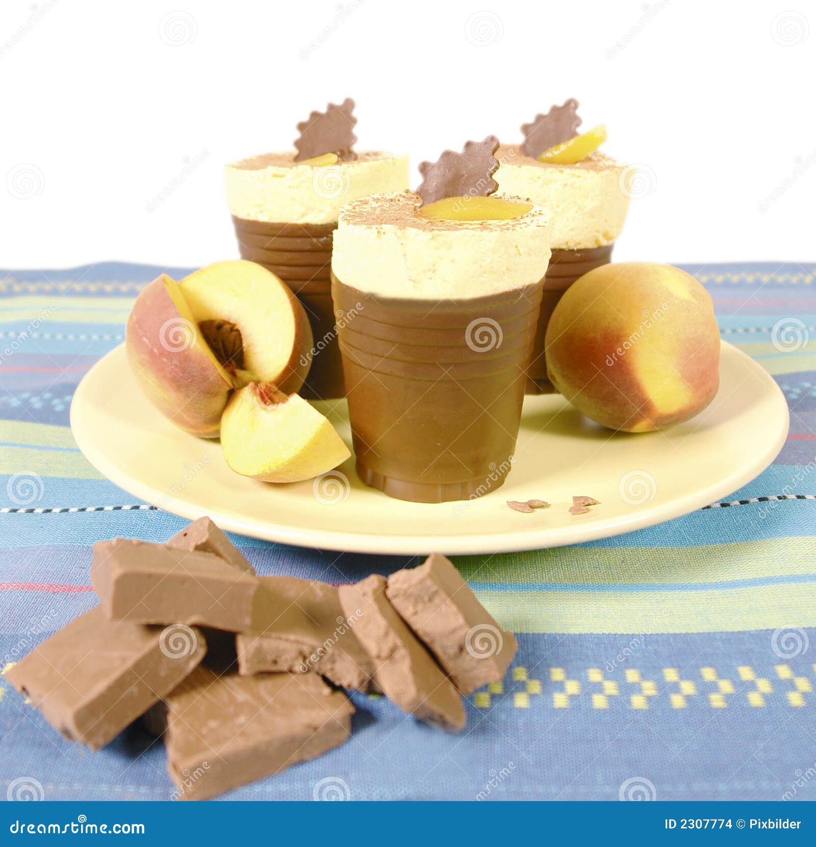 Peach chocolate desert stock photo. Image of fresh, food 2307774