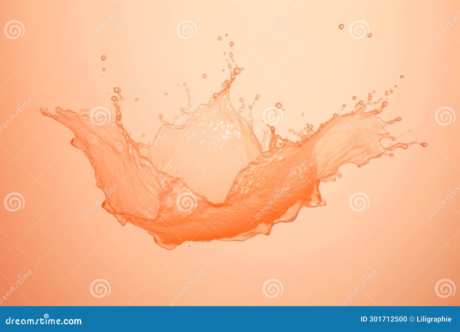 peach colored abstract monochrom gradient background with liquid splashes