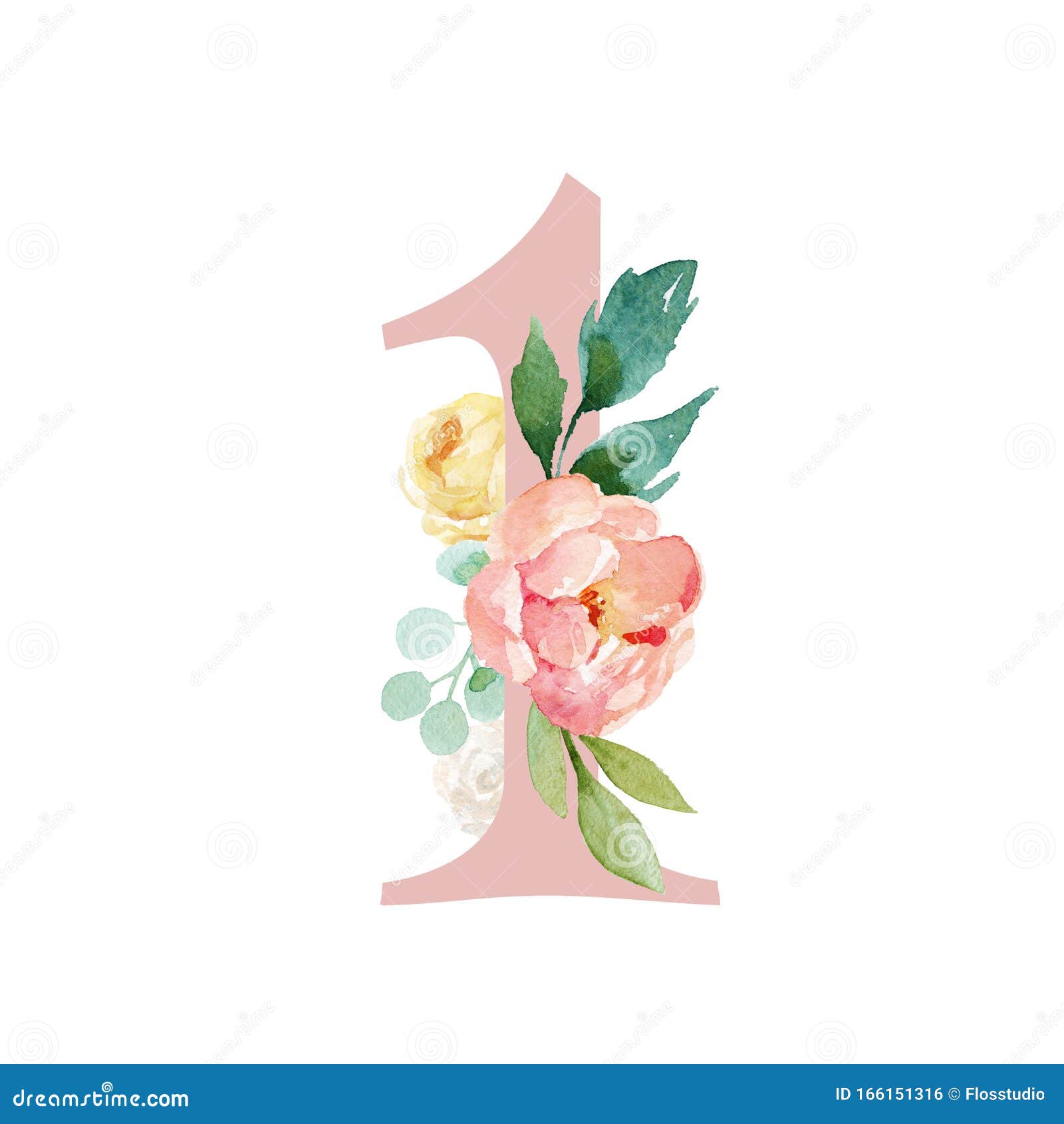 Peach Cream Blush Floral Number - Cifra 1 Con Composizione Bouquet