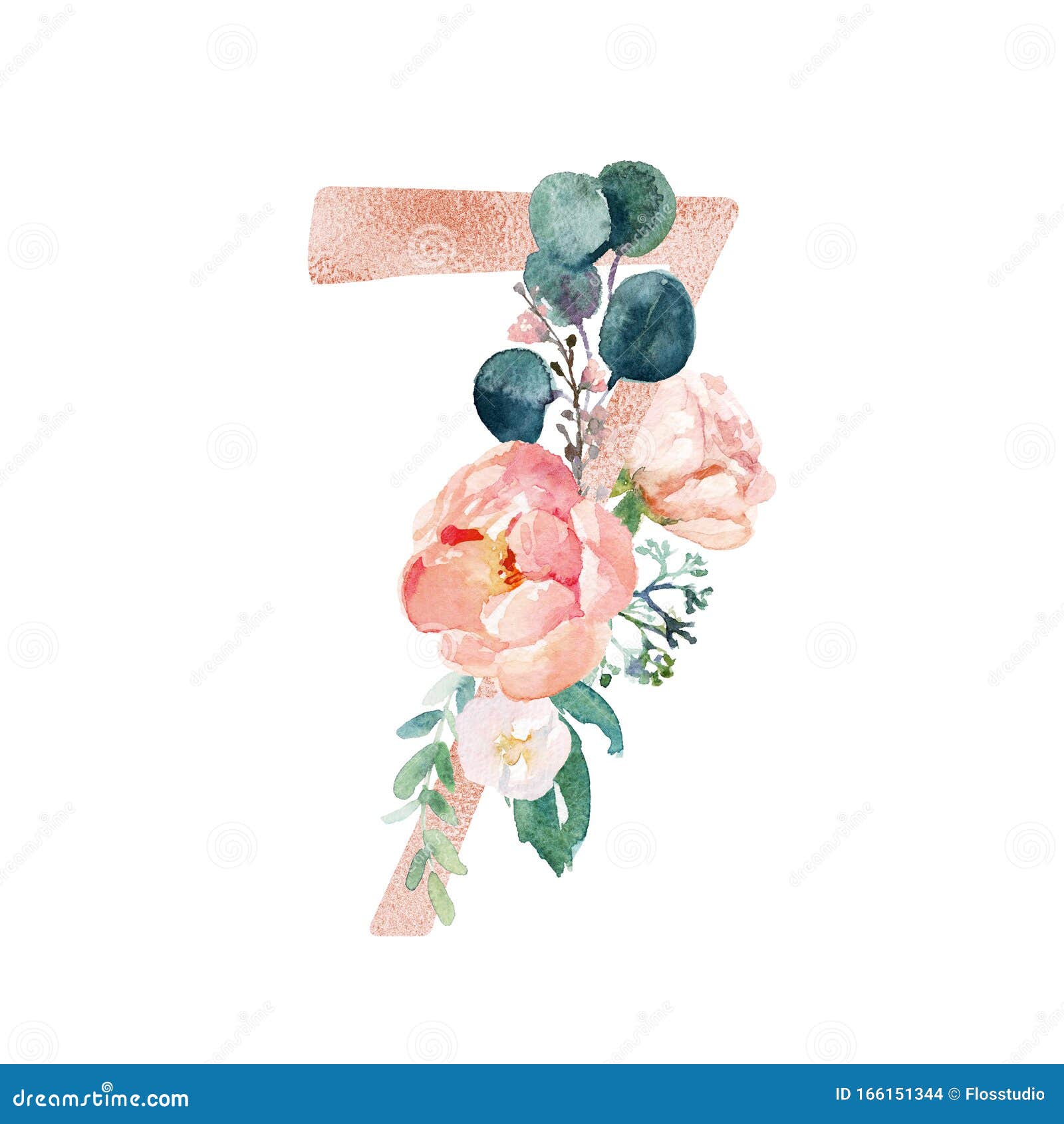 Peach Cream Blush Numero Floreale - Cifra 7 Con Composizione