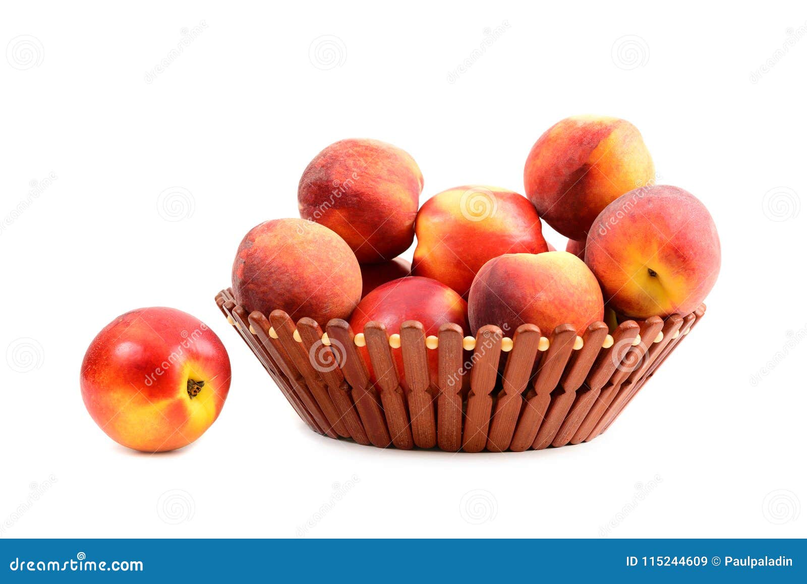 Peach fruit in basket stock image. Image of nature, orange 115244609