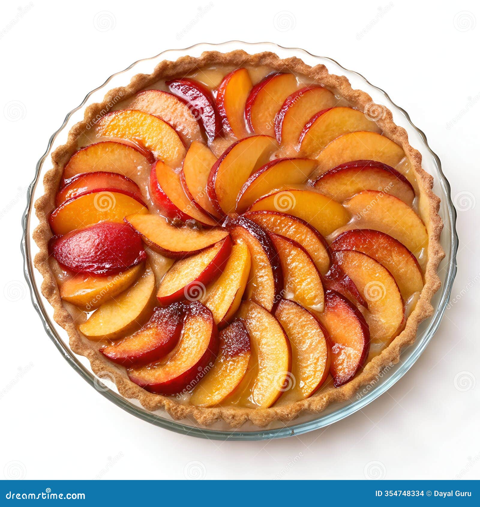 peach and nectarine tart  on white background