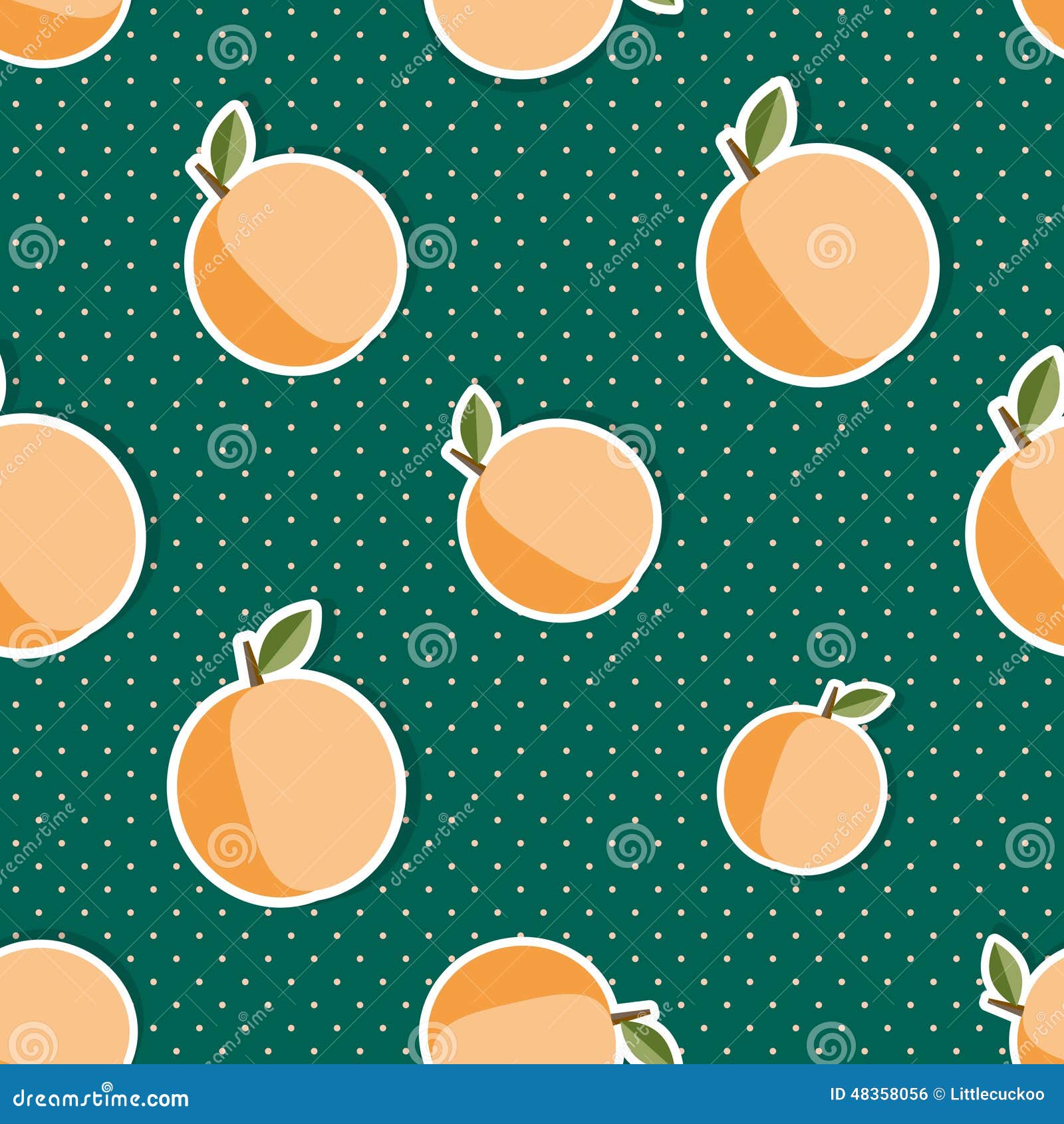 Peach Pattern. Seamless Texture with Ripe Peaches Stock Vector