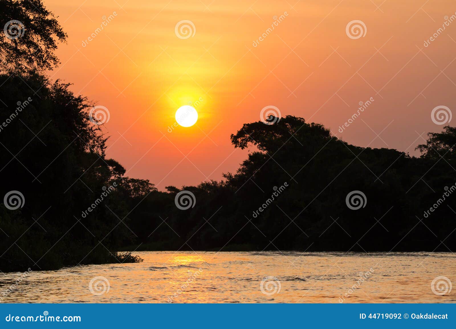 peach sunset over the brazilian pantanal and cuiaba river
