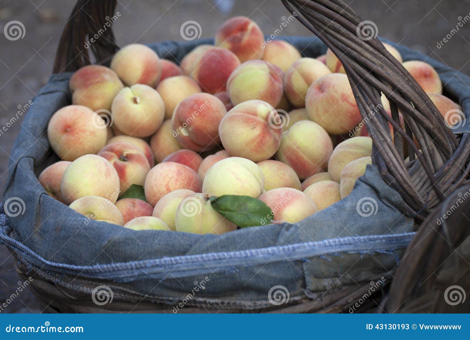 Peaches in a basket stock image. Image of sale, selling 43130193