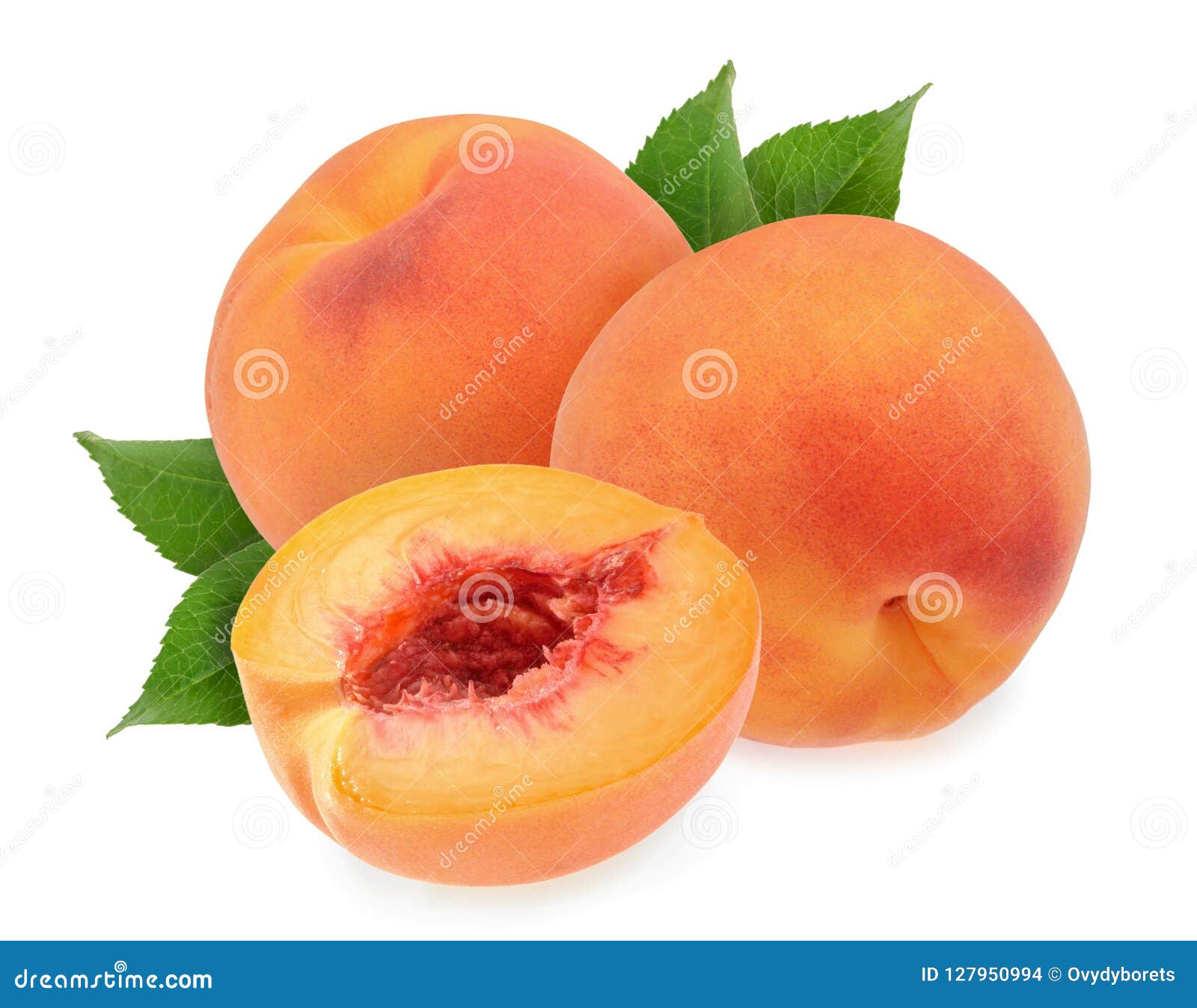 peaches  on white background