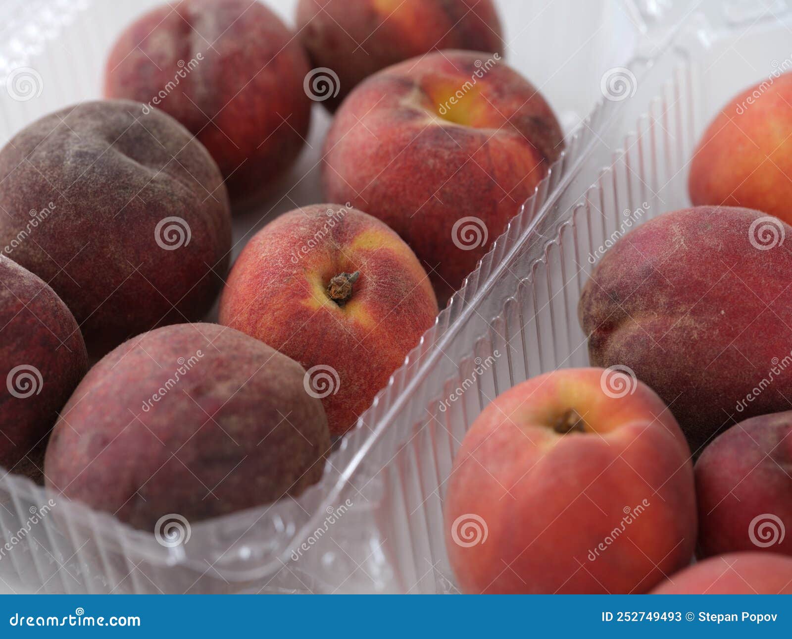 Peaches in Plastic Containers Stock Image Image of peach, container