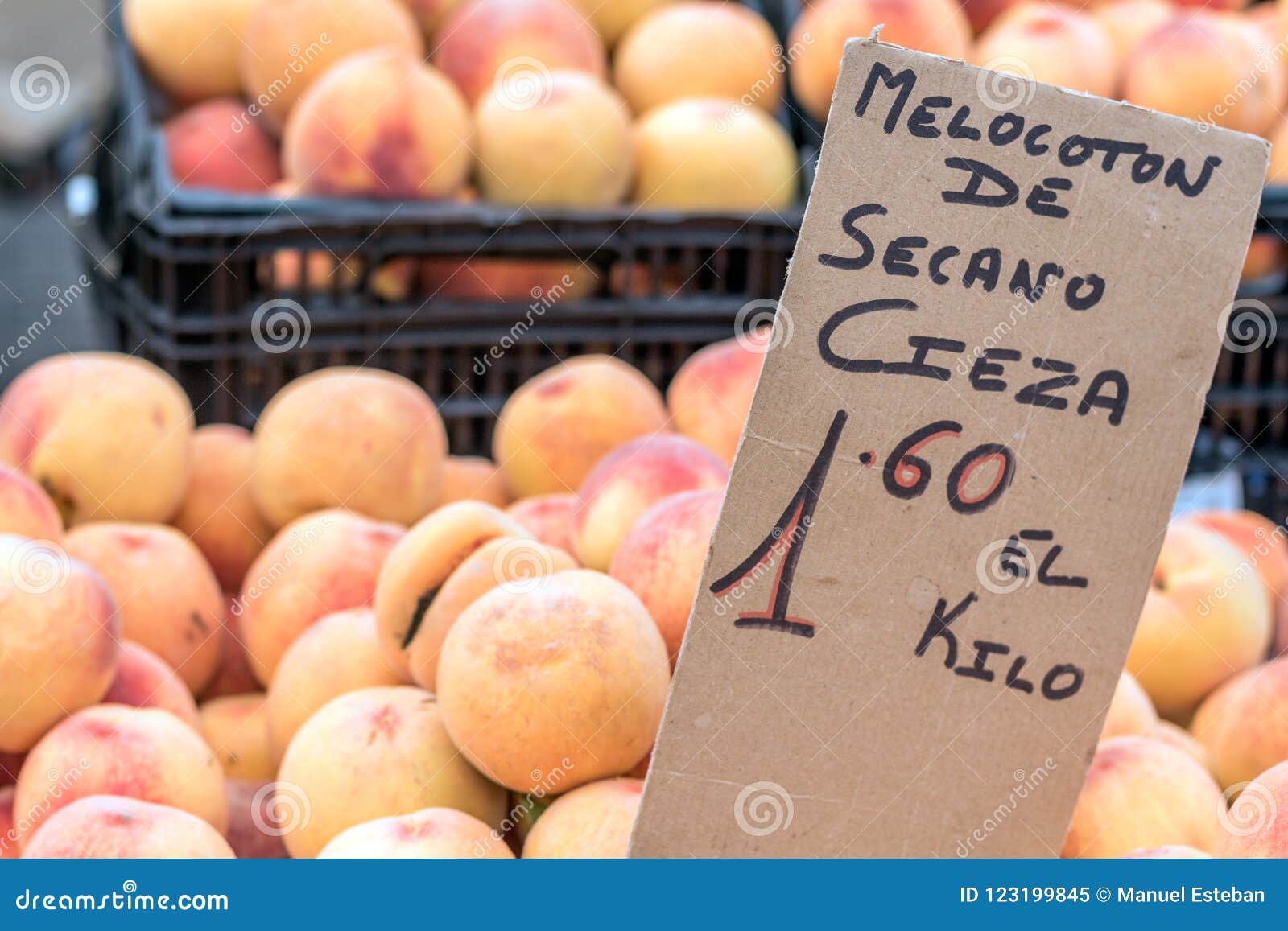 peaches in street market torrevieja, spain