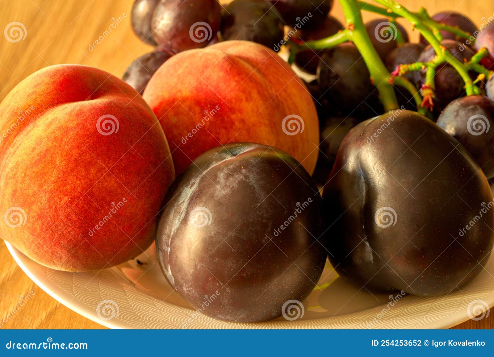 Peaches are on the Table in the Kitchen Stock Photo Image of yellow