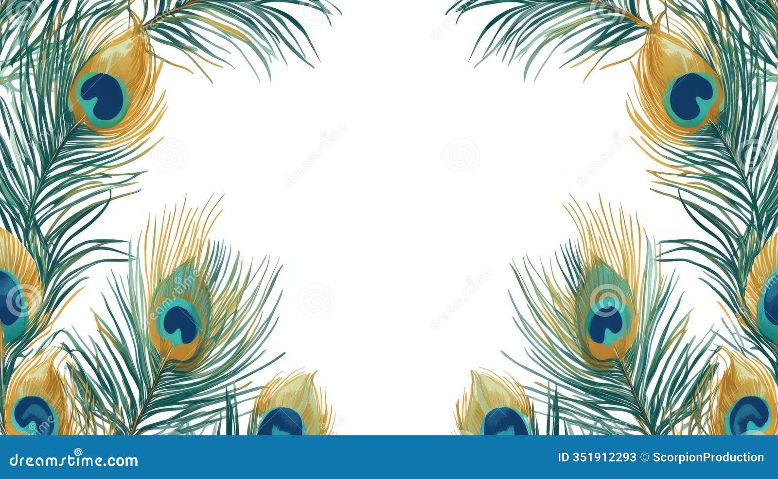peacock feather border with white space center