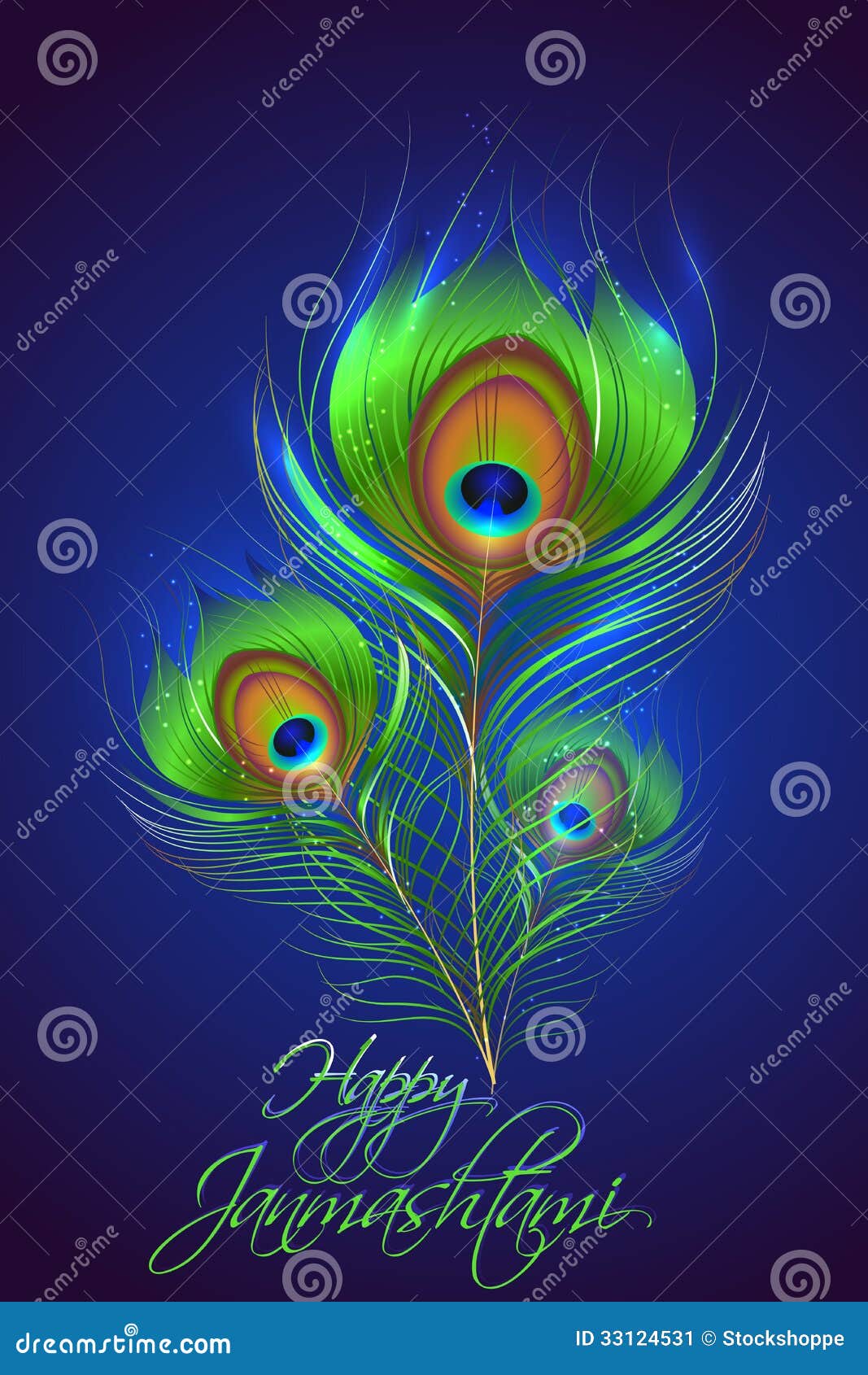 Peacock Feather In Janmashtami Background Stock Vector Image