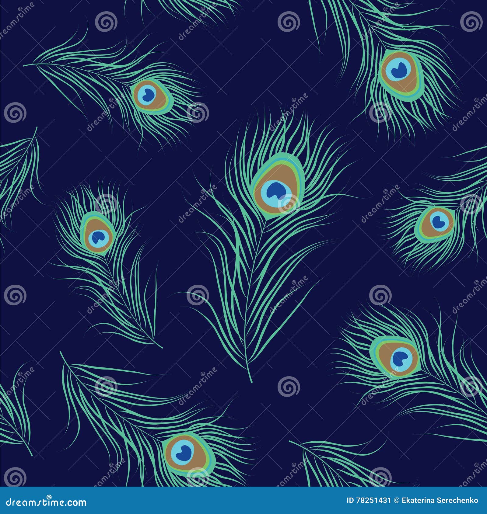 Peacock Feather Seamless Pattern Stock Vector - Illustration of indian,  ethnicity: 78251431, image size:1600x1690