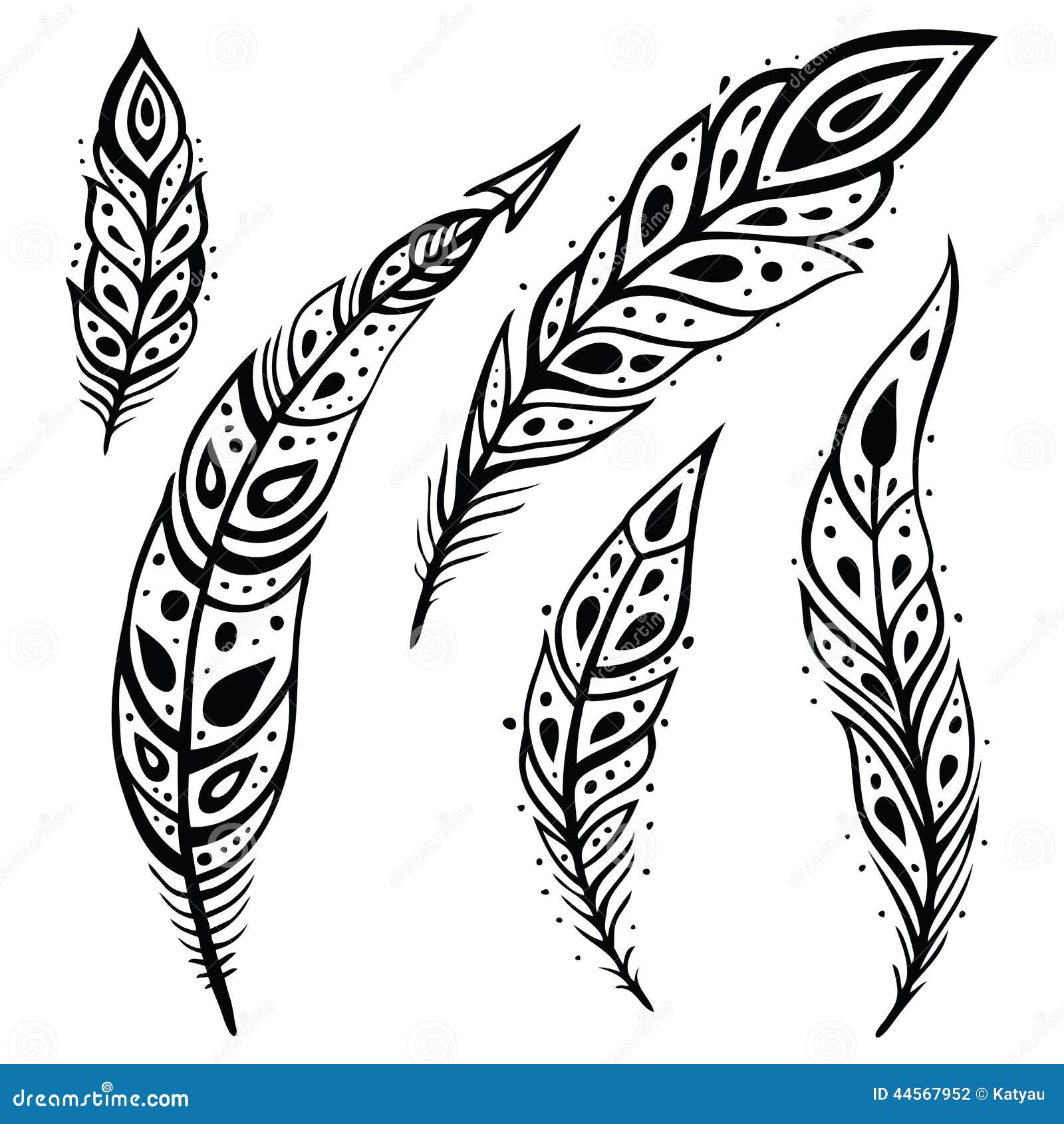 Peacock Feather set. stock vector. Illustration of decoration - 44567952