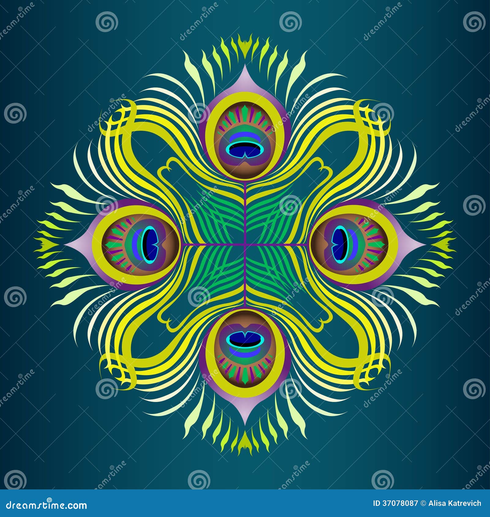 Download Peacock Feathers Vector Seamless Pattern Royalty Free ...
