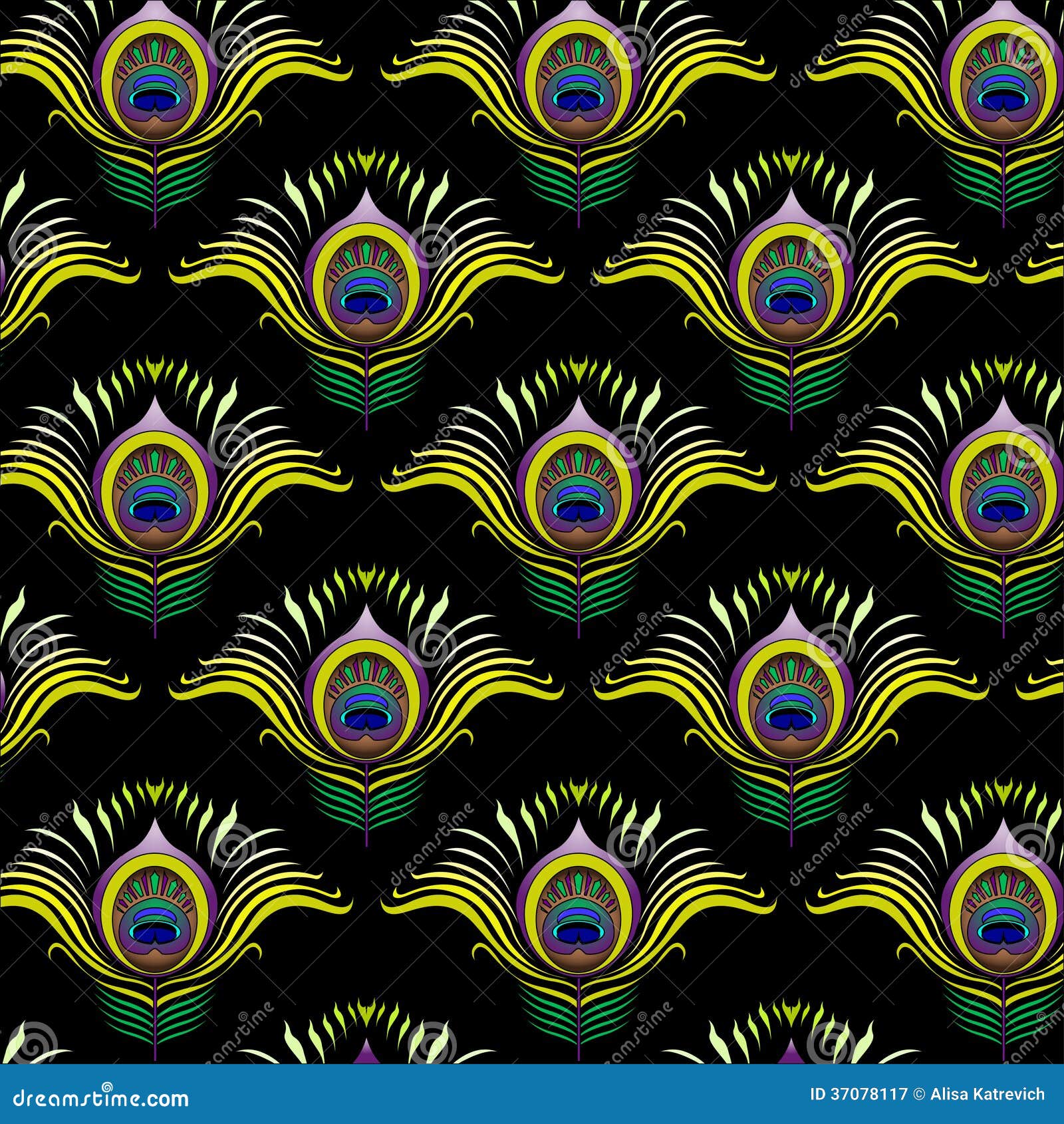 Download Peacock Feathers Vector Seamless Pattern Stock Vector ...