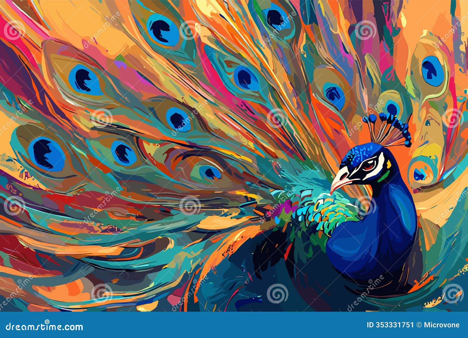 peacock horizontal background. multi colored feathers spread out. royal peacock bird displaying its beautiful bright