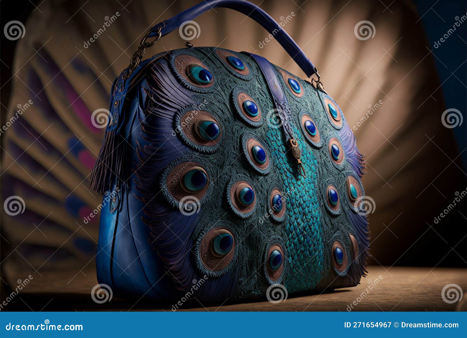 peacock inspired womens bag purse isolated background animals inspired generative ai inspired womens bag purse isolated 271654967