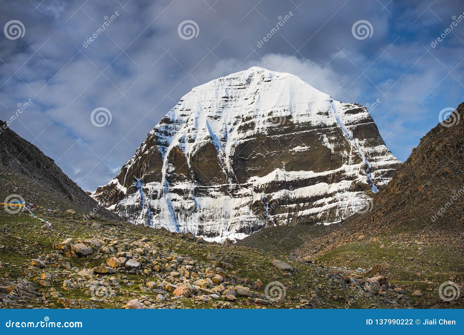 peak of mt kailash , tibetan sacred mountain kang rinpoche . tibet