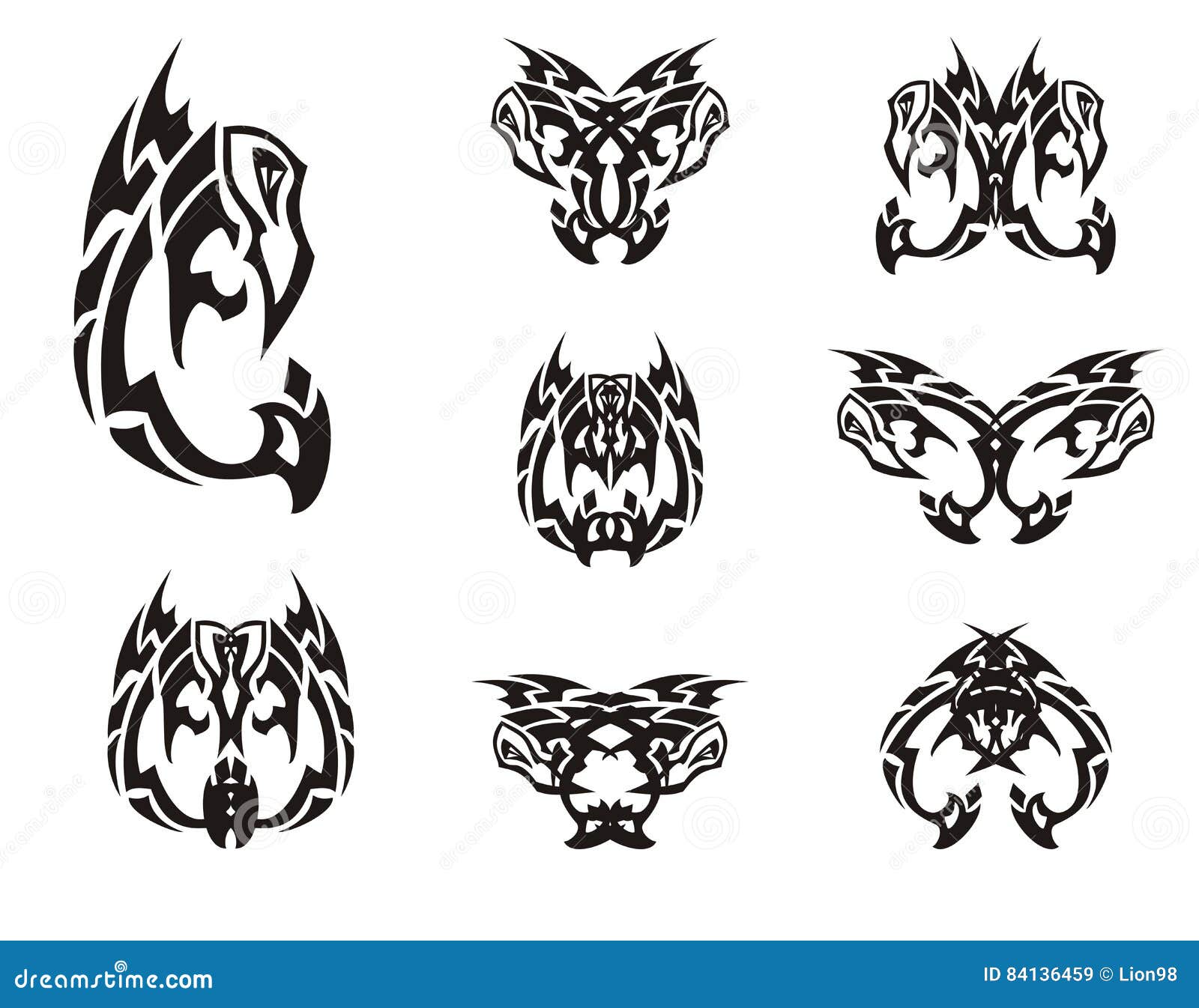 Peaked Eagle Symbols in Tribal Style Stock Vector - Illustration of ...