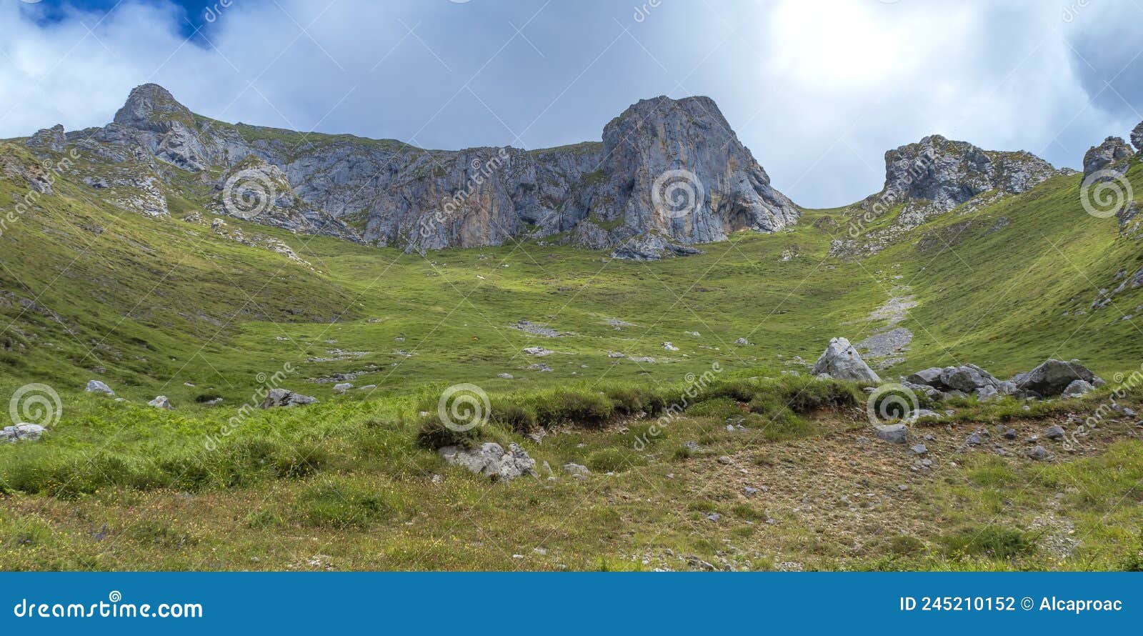 peaks of central massif from sotres, picos de europa national park, spain