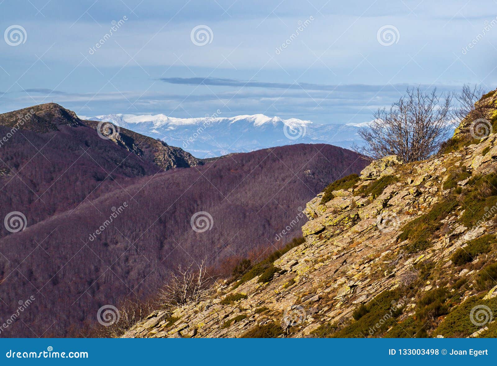 peaks view from montseny massif and pyrenees