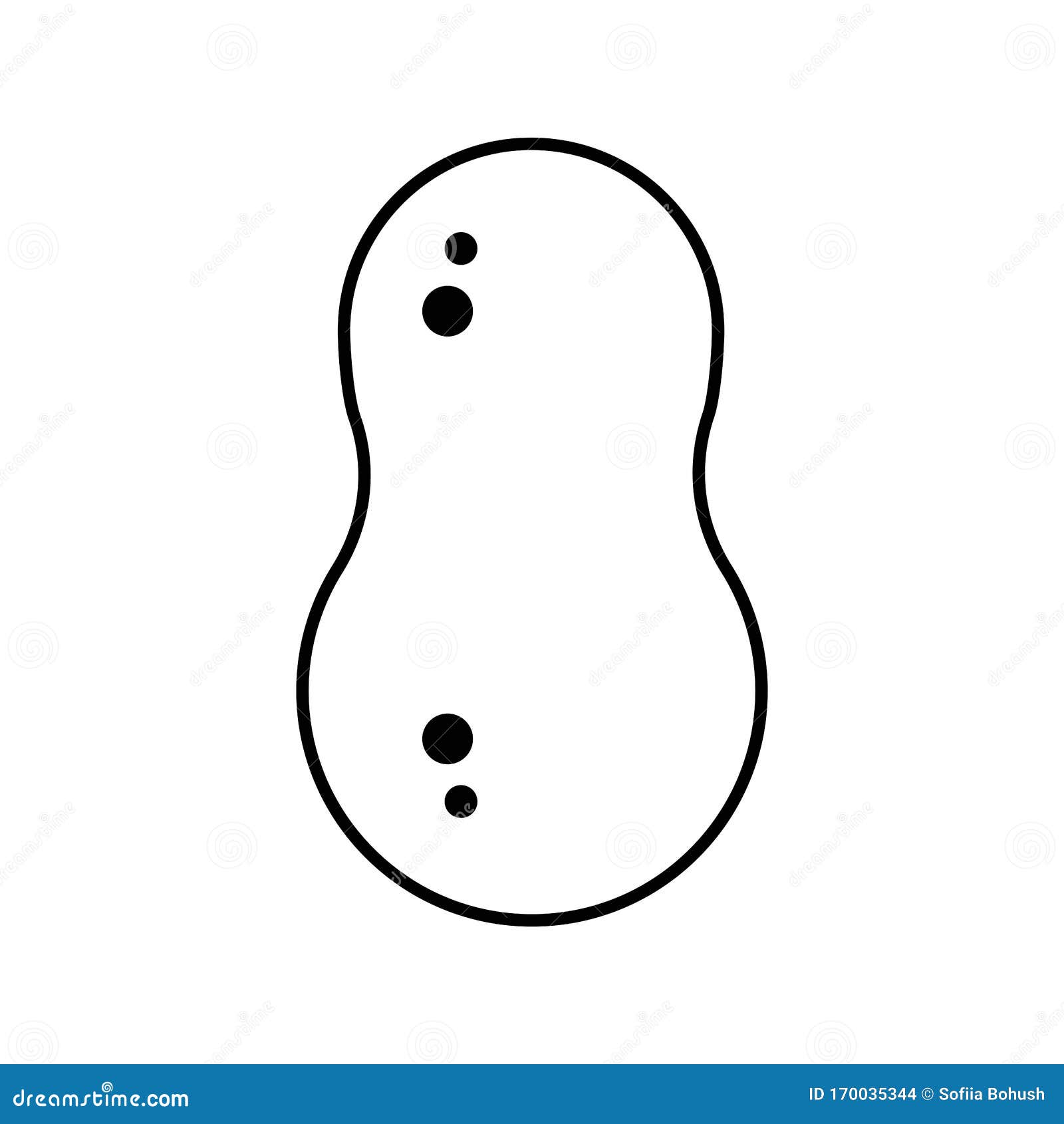 Peanut Black and White. Isolated Vector Illustration. Stock Vector