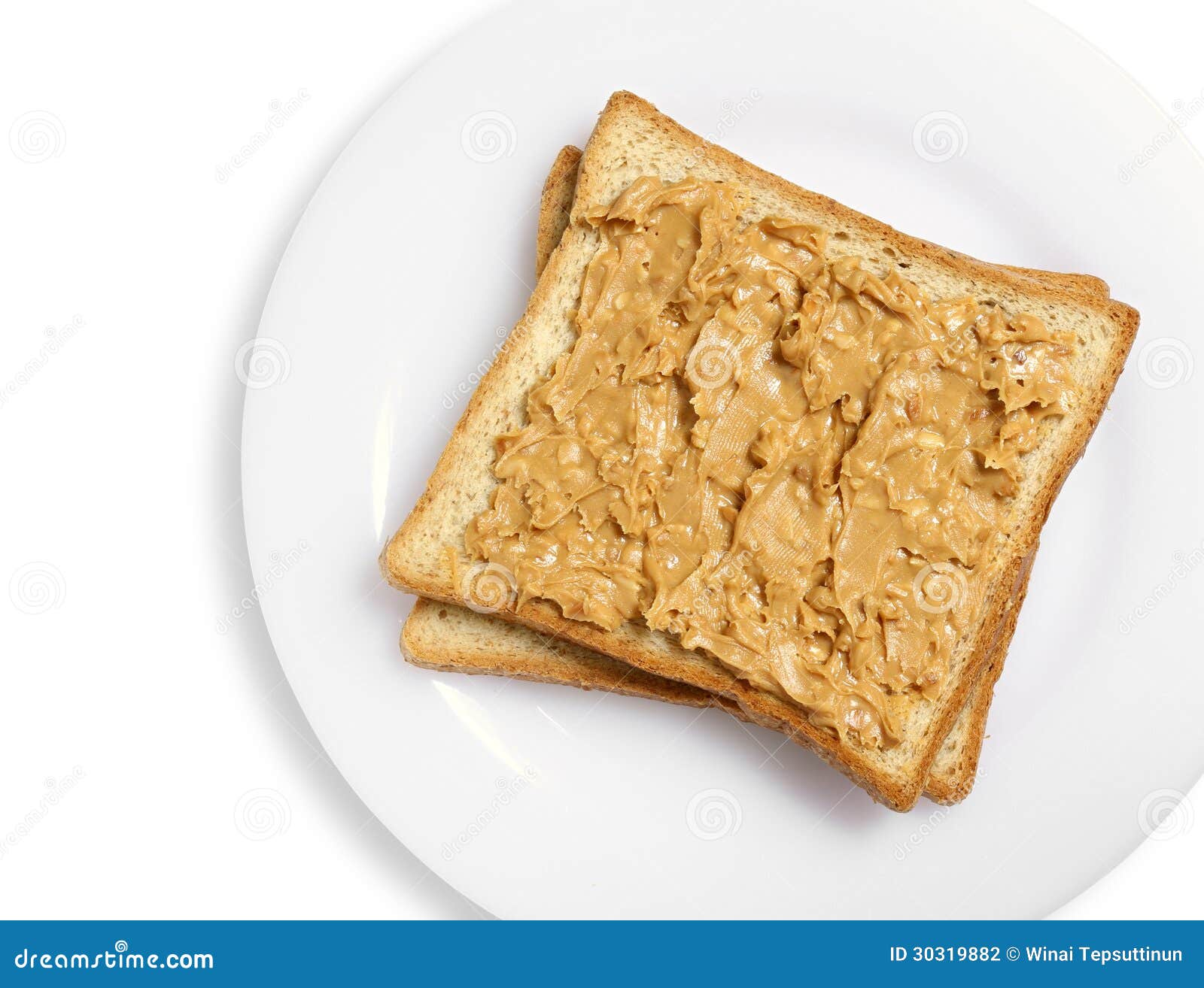 Peanut butter on bread stock photo. Image of food, crop 30319882