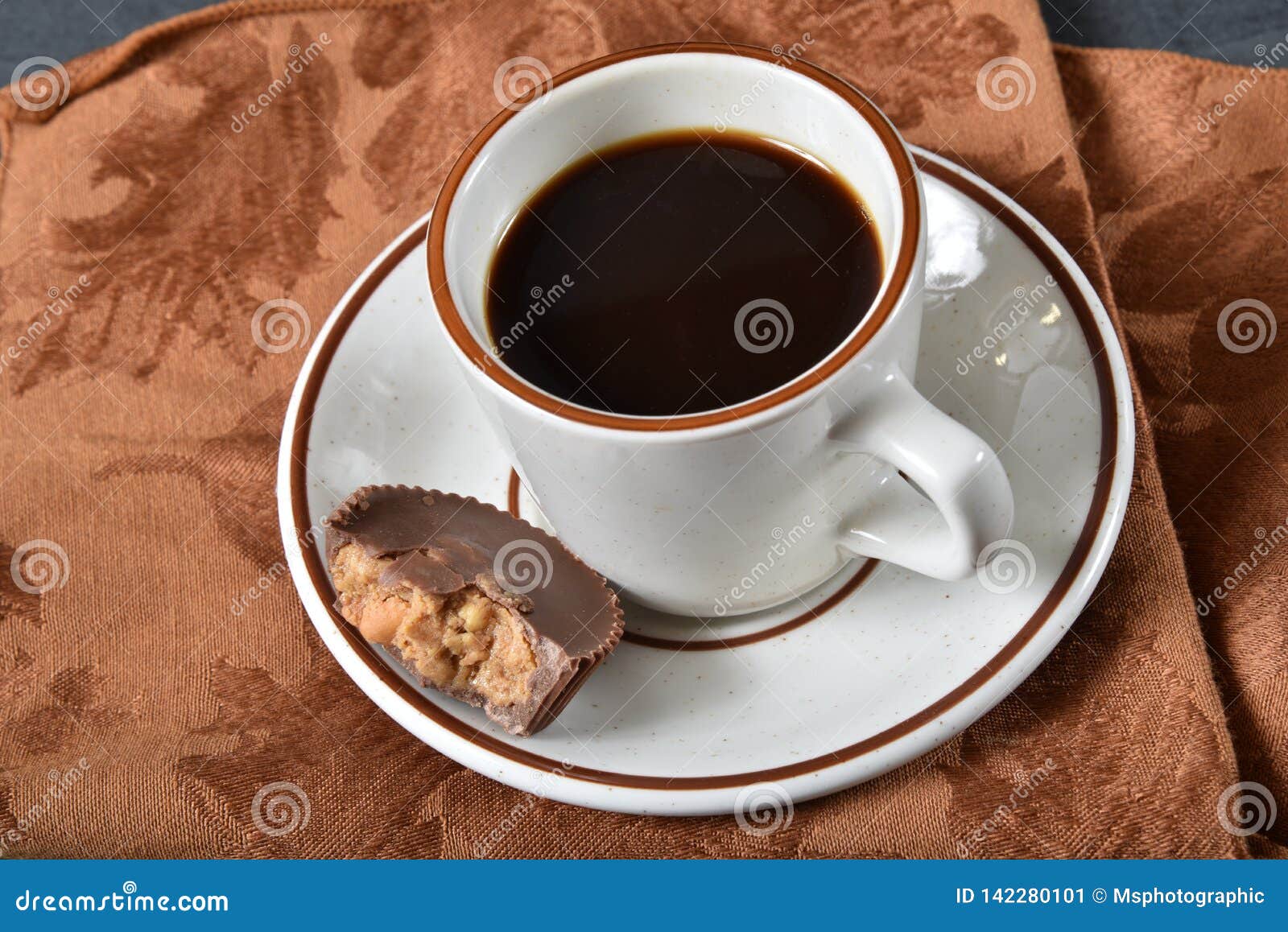 Peanut Butter Cup with Coffee Stock Image Image of delicious, drink