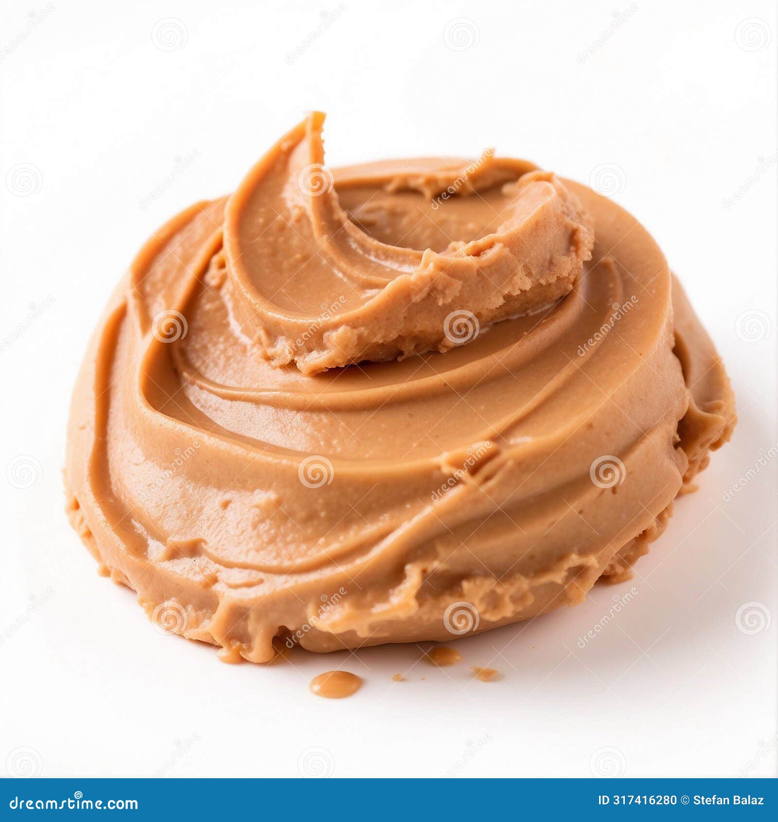 peanut butter heap  on a white background. breakfast and food concept. natural protein healthy food.