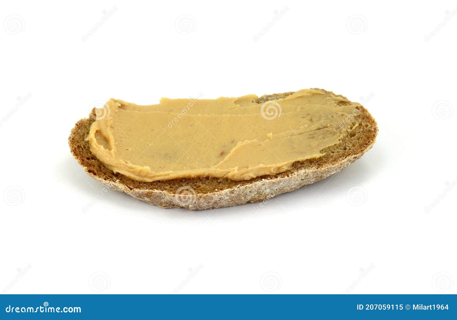 Peanut Butter on a Slice of Homemade Multigrain Bread. Stock Image