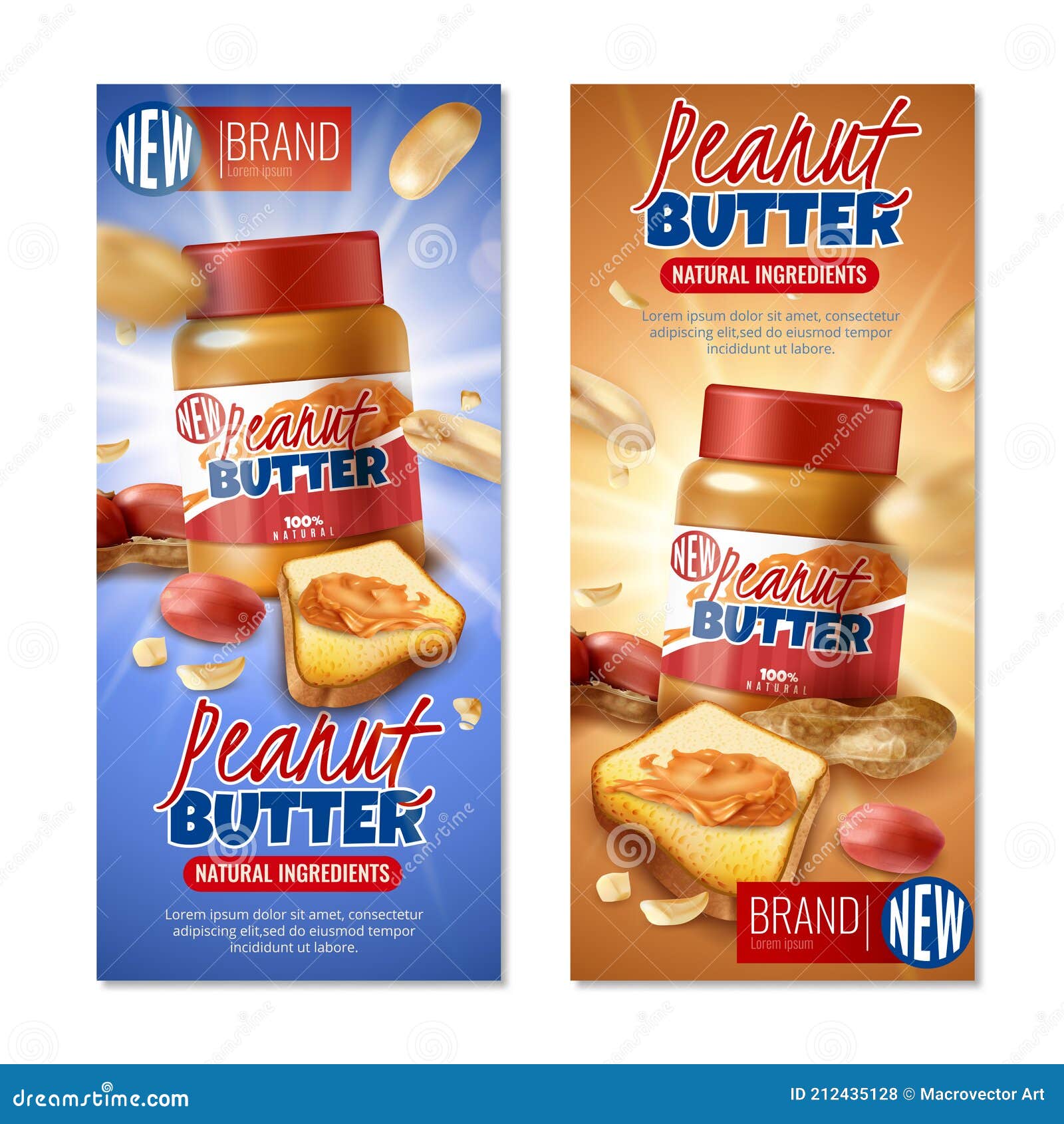 Peanut Butter Vertical Banners Stock Vector Illustration of nutrition