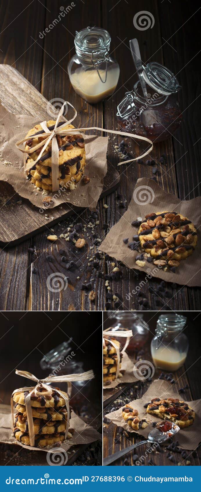 Peanut Cookies with Jam and with Condensed Milk Stock Photo Image of